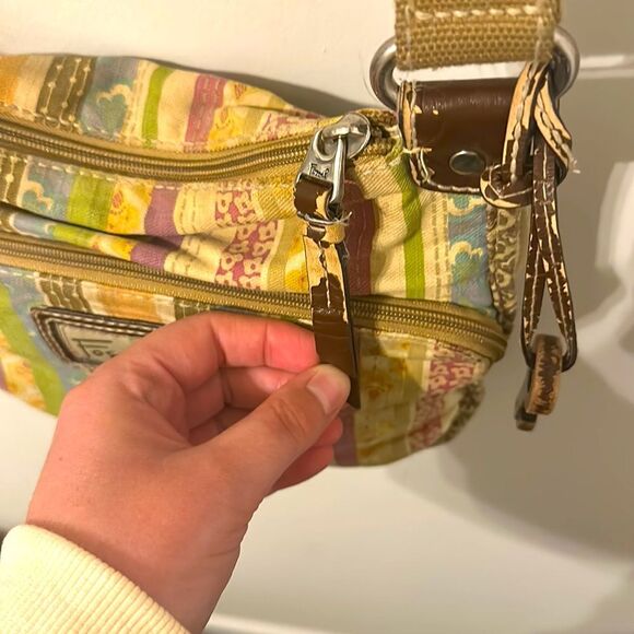 Fossil Striped Crossbody Purse Y2K Floral Fabric Bag - Picture 5 of 6